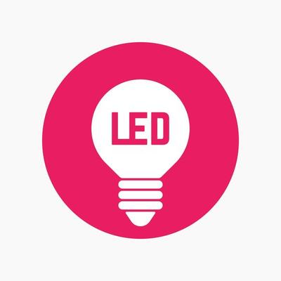 led light bulb icon, lamp round sign