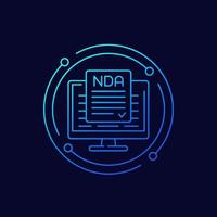 NDA, Non disclosure agreement line vector icon