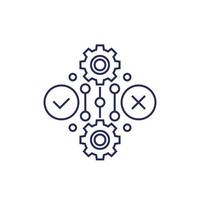 positive and negative line icon with gears vector