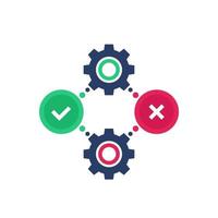 positive and negative icon with gears vector