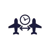 connecting flight, transit time icon vector