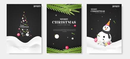 Merry christmas time greeting cards poster banner background template vector