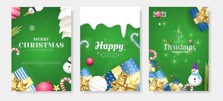 Merry christmas time greeting cards poster banner background template vector