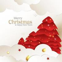 merry christmas and happy new year background with decorative vector