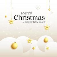 merry christmas and happy new year background with decorative vector