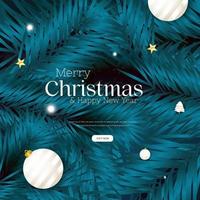 merry christmas and happy new year background with decorative vector