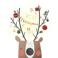 Christmas card. deer against the background of snowfall vector