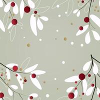 Christmas card with sprigs of mistletoe. festive shades, warm Christmas atmosphere vector