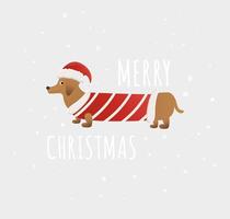 Christmas card with a cute dog in a Santa Claus costume vector