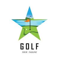 logotipo de golf y vector con plantilla de eslogan