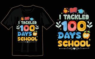 Impresión de diseño de camiseta de 100 días de escuela. vector