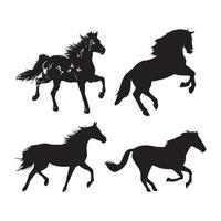 Black silhouette horse set vector