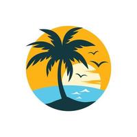 Sunset beach logo images vector