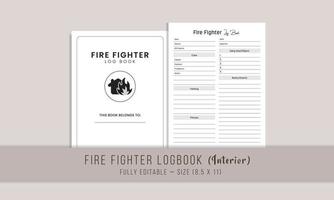 diseño de plantilla de libro de registro de bombero vector