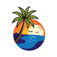 Sunset beach logo images vector