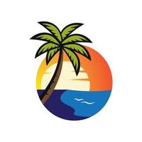 Sunset beach logo images vector