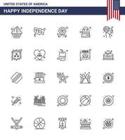 25 Line Signs for USA Independence Day bloons shop badge packages bag Editable USA Day Vector Design Elements