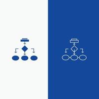 Flowchart Algorithm Business Data Architecture Scheme Structure Workflow Line and Glyph Solid icon Blue banner Line and Glyph Solid icon Blue banner vector