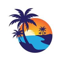 Sunset beach logo images vector