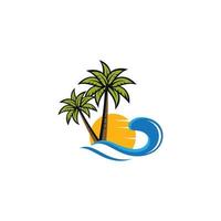 Sunset beach logo vector icon