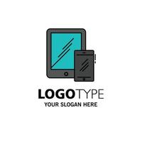 Smartphone Business Mobile Tablet Phone Business Logo Template Flat Color vector