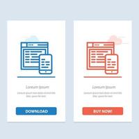Responsive Design Website Mobile  Blue and Red Download and Buy Now web Widget Card Template vector
