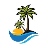 Sunset beach logo images vector