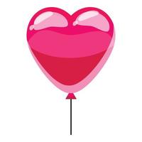 Pink heart balloon icon, isometric 3d style vector