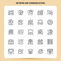 OutLine 25 Network And Communications Icon set Vector Line Style Design Black Icons Set Linear pictogram pack Web and Mobile Business ideas design Vector Illustration