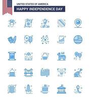 Happy Independence Day USA Pack of 25 Creative Blues of map american ice hockey states american Editable USA Day Vector Design Elements