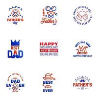 Happy fathers day 9 Blue and red vintage retro type font Illustrator eps10 Editable Vector Design Elements