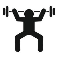 icono de entrenamiento de barra de gimnasio, estilo simple vector