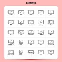 OutLine 25 Computer Icon set Vector Line Style Design Black Icons Set Linear pictogram pack Web and Mobile Business ideas design Vector Illustration