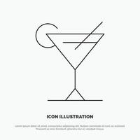 Cocktail Juice Lemon Vector Line Icon