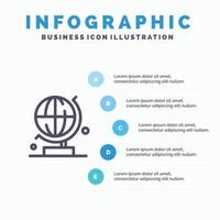 World Globe Science Line icon with 5 steps presentation infographics Background vector