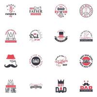 Happy fathers day 16 Black and Pink Typography set Vector typography Vintage lettering for greeting cards banners tshirt design You are the best dad Editable Vector Design Elements