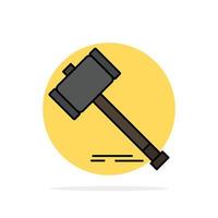 Action Auction Court Gavel Hammer Law Legal Abstract Circle Background Flat color Icon vector