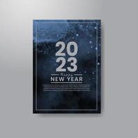 Happy new year 2023 card template with watercolor background vector