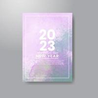 Happy new year 2023 card template with watercolor background vector