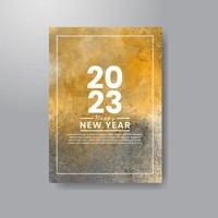 Happy new year 2023 card template with watercolor background vector