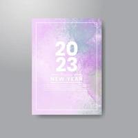 Happy new year 2023 card template with watercolor background vector