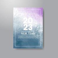 Happy new year 2023 card template with watercolor background vector