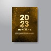 Happy new year 2023 card template with watercolor background vector