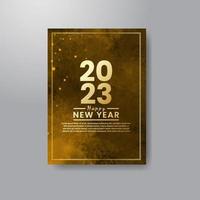 Happy new year 2023 card template with watercolor background vector