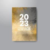 Happy new year 2023 card template with watercolor background vector