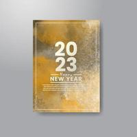 Happy new year 2023 card template with watercolor background vector