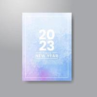 Happy new year 2023 card template with watercolor background vector