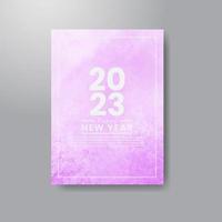 Happy new year 2023 card template with watercolor background vector