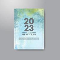 Happy new year 2023 card template with watercolor background vector