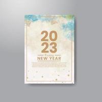 Happy new year 2023 card template with watercolor background vector